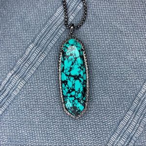 *Rare* Kendra Scott Variegated Teal Gunmetal Layden Pendant Necklace